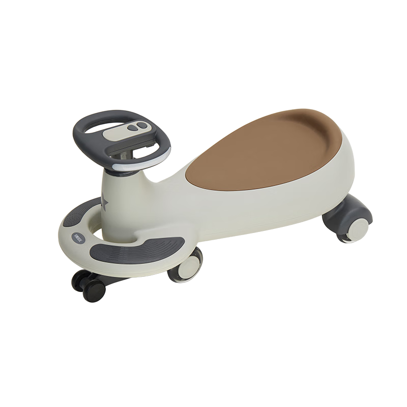 BEIESTATE Children's Twist Car for Boys and Girls Ages 1-3, Silent Anti-Tip, Adult-Sized, Musical Model, Mica Gray with Push Rod