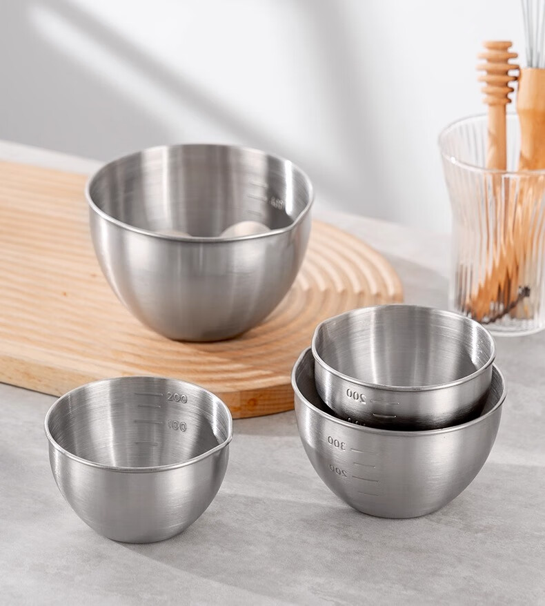 Onlycook 304 Stainless Steel Bowl Food Grade Egg Beating Bowl with Measurement Baking Salad Mixing Bowl Large Bowl - 400ml 11
