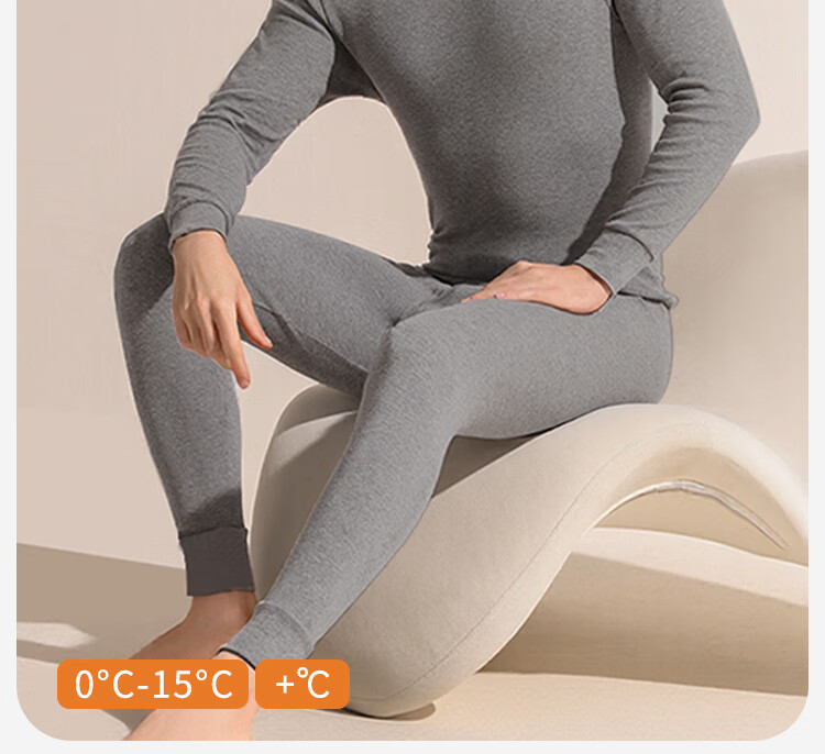 LangSha Men's Autumn Cotton Thin Warm Thermal Underwear Set Mid-Neck Comfortable Antibacterial Cotton Base Layer New Arrival 3