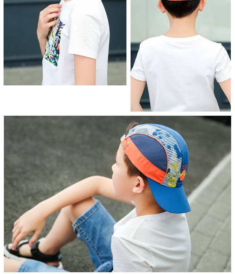 Jian Cai Kids Baseball Cap Boys Sun Protection Duckbill Hat Summer Basketball Mesh Quick-Dry Breathable Sunshade Hat for Girls and Babies 11