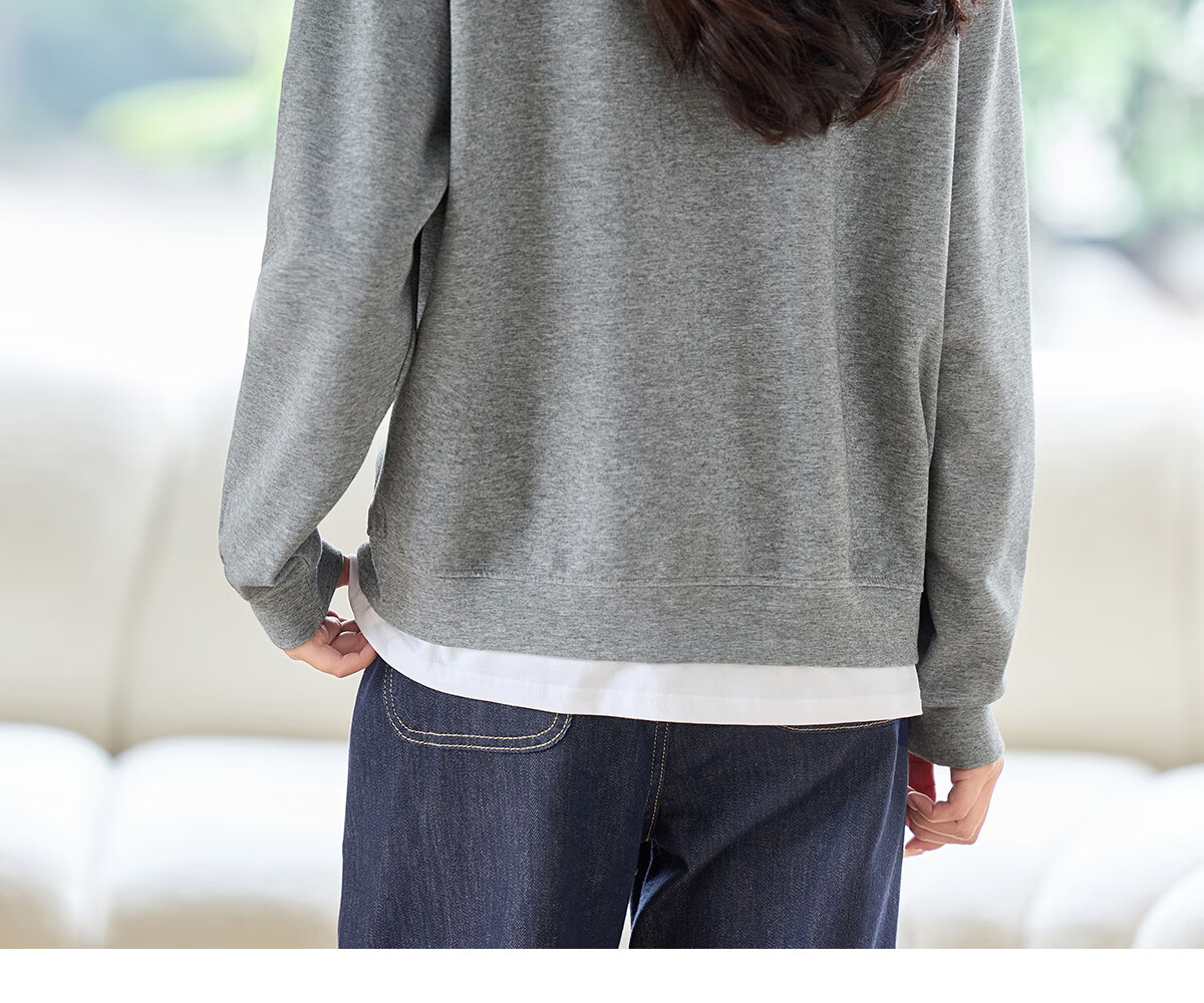 PinCai Women's Casual V-Neck Fake Two-Piece Loose Slim Layered Sweatshirt P53W050 39