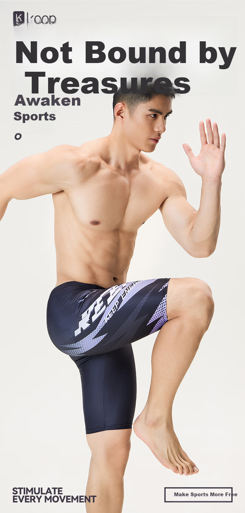 Keep Swimming Trunks for Men, Gradient Hidden Print Anti-Embarrassment Knee-Length Swim Shorts, Hot Spring Swimwear, 911 Purple Charm, 2XL 1