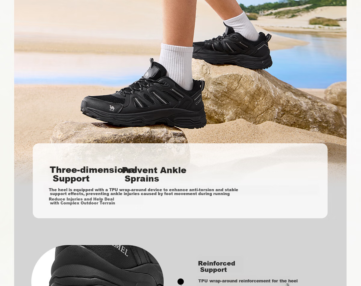 CAMEL Outdoor Hiking Shoes for Women, Breathable Casual Thick-Soled Trekking Shoes, Water-Resistant Non-Slip Women's Shoes F25B693007 Size 35 10