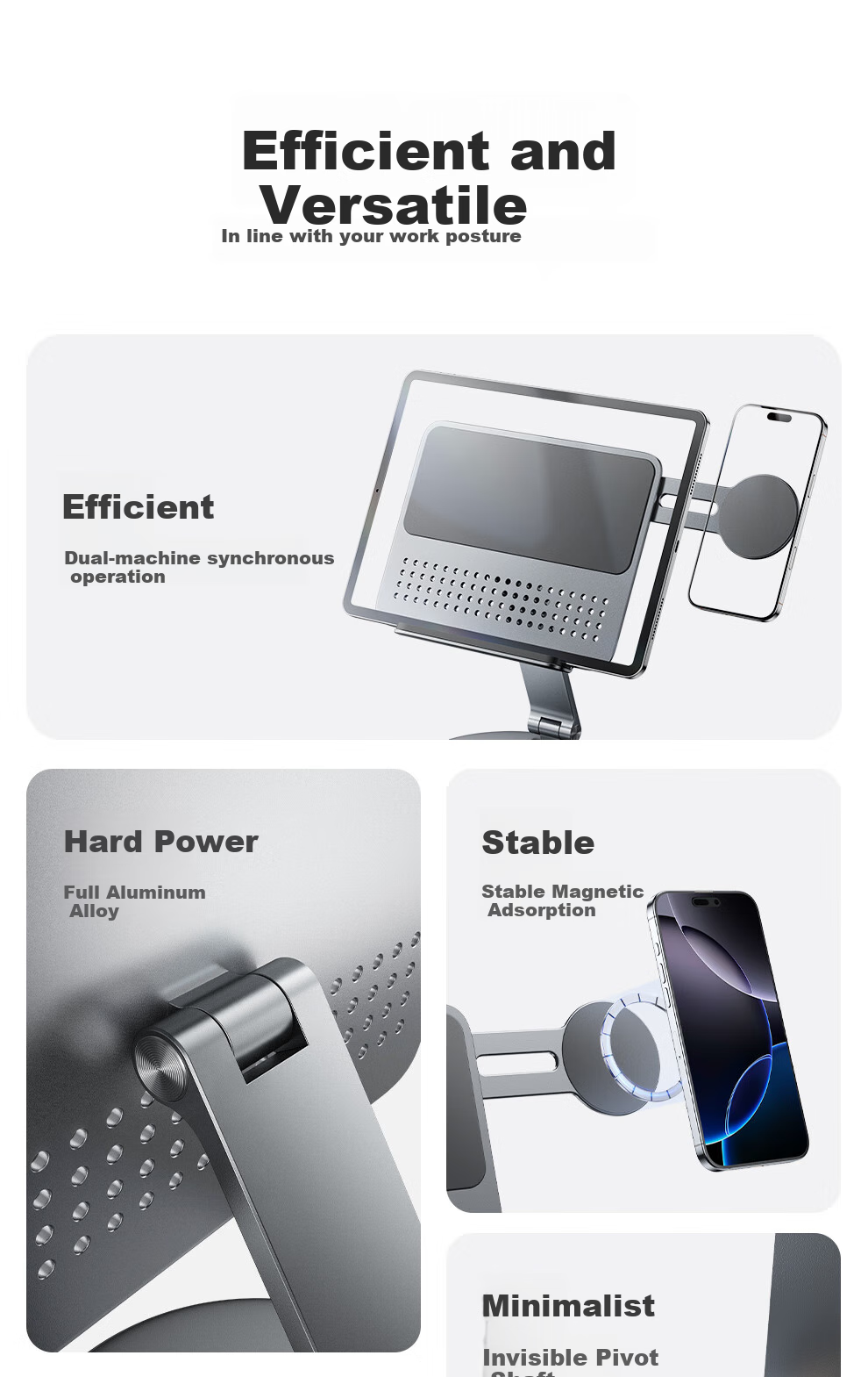 Xiaotian Phone Stand, Desktop IPad Tablet Support Stand, Aluminum Alloy, 360-Degree Rotating, Foldable Tablet Stand, Metal, Adjustable Height, Live Streaming And Drawing, 2025 New Model 2