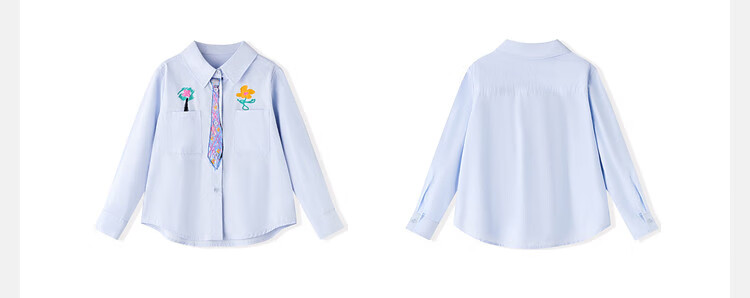 ASK JUNIOR Children's Clothing Girls' Autumn Long-Sleeve Shirt for Older Kids Preppy Style Versatile Jacket Blue 140 3