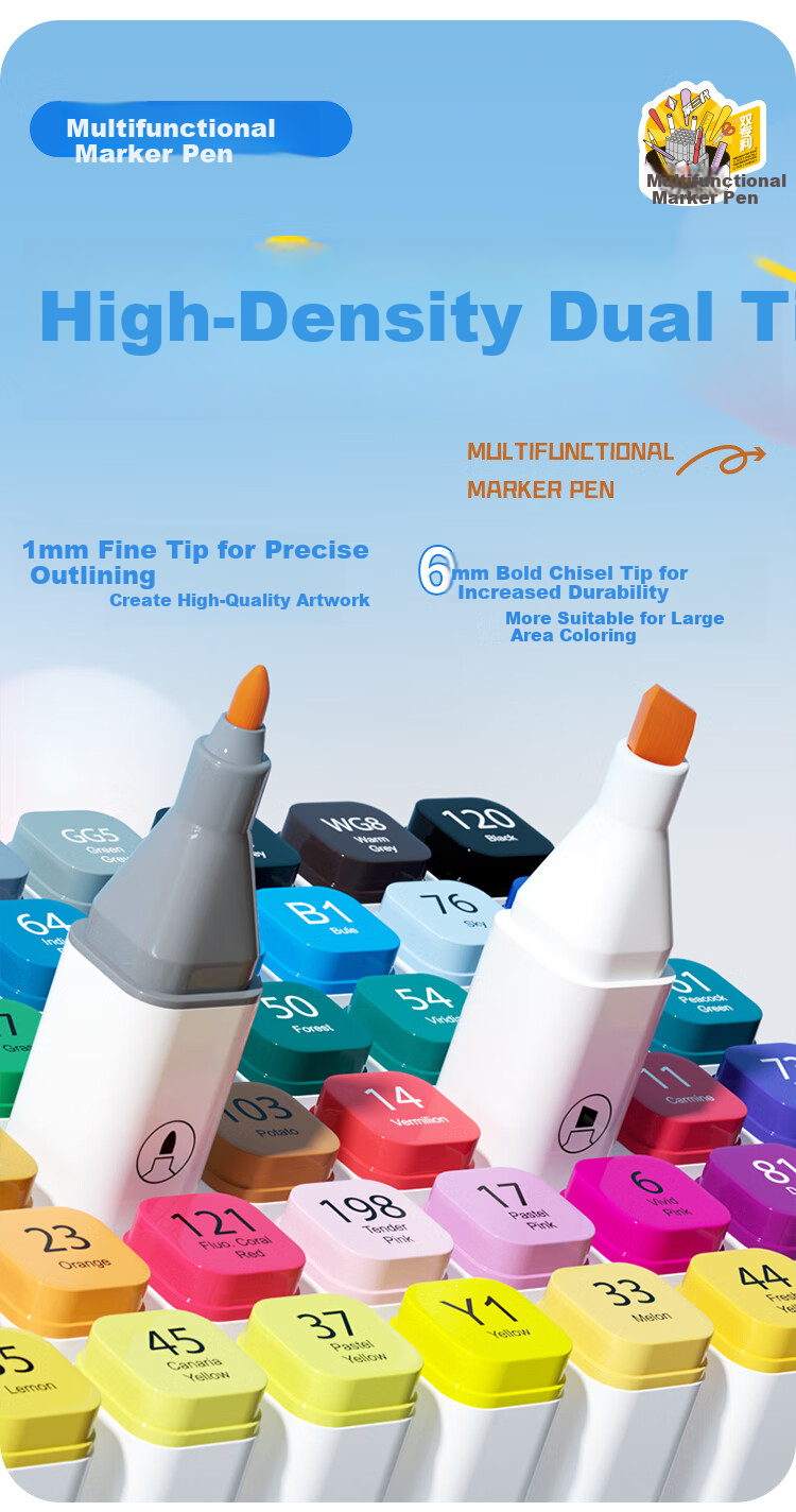 GuangBo Multifunctional Markers, 12 Colors, Washable, Erasable, Water-Based, Children's Colored Watercolor Pens, Double-Ended, Non-Toxic for Elementary School Students And Kindergarten, Specialized Art Brushes, Collection Case with Storage Box H02321 7