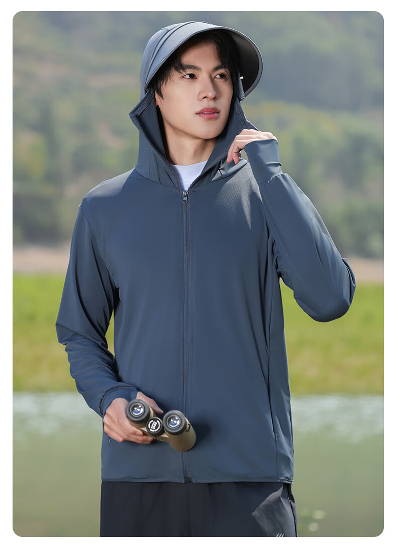 Combo Men's Ice Silk Summer UV Protection Ultra-Thin Breathable Cycling Outdoor Sun Protection Jacket Women's Fishing Coat 46