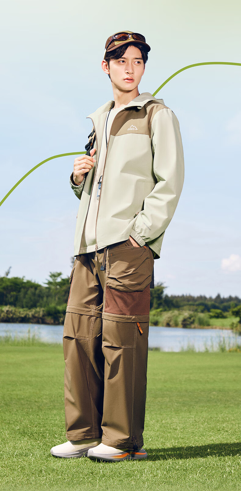 ERKE Men's Spring Windbreaker Jacket Hooded Windproof Cuffed Casual Outdoor Running Cycling Coat 3
