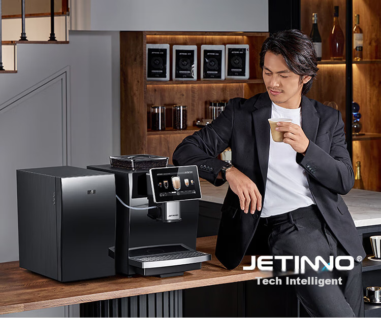 Jinu (Jetinno) [7-Day Trial] Fully Automatic Coffee Machine for Home And Office Use with Integrated Grinding (64mm Flat Blade), Dual Boiler, Self-Cleaning JL15 (20g Ground Coffee Container) 3