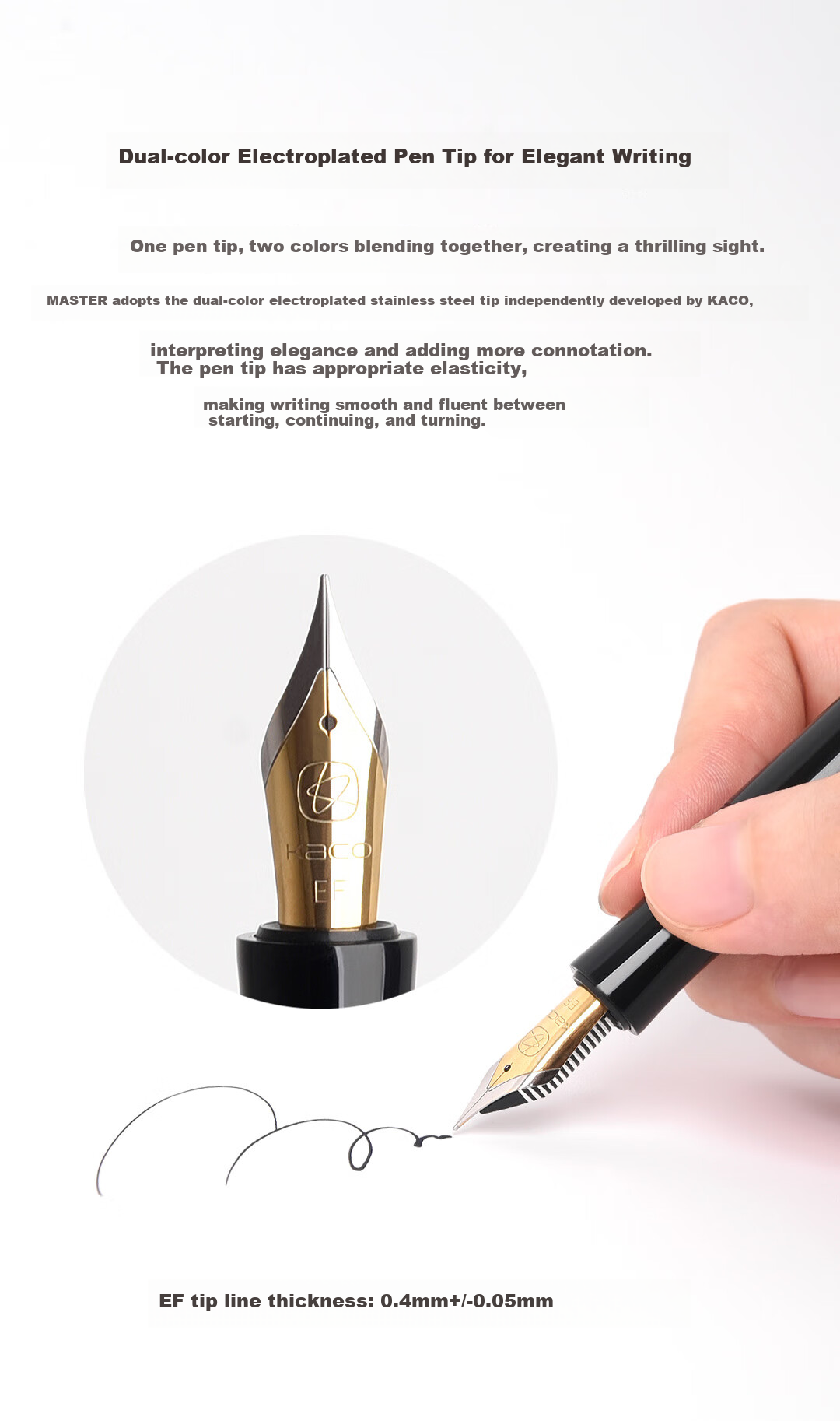 KACO [Valentine's Day Gift] KACO Master Fountain Pen, High-End Business Office Ink Pen, Premium Valentine's Day Gift, Teacher Gift, Adult Calligraphy Practice Pen, EF Nib, White 2