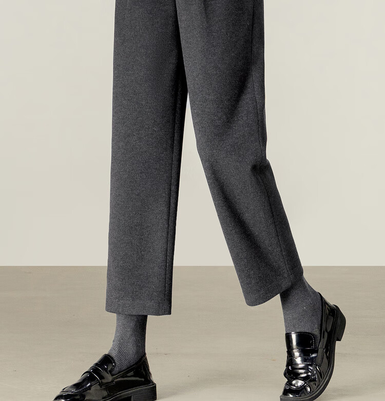 Sentubila Autumn Thick Woolen Warm Women's Casual High-Waist Tailored Tapered Slim Fit Slightly Stretchy Commuter Cropped Pants 3