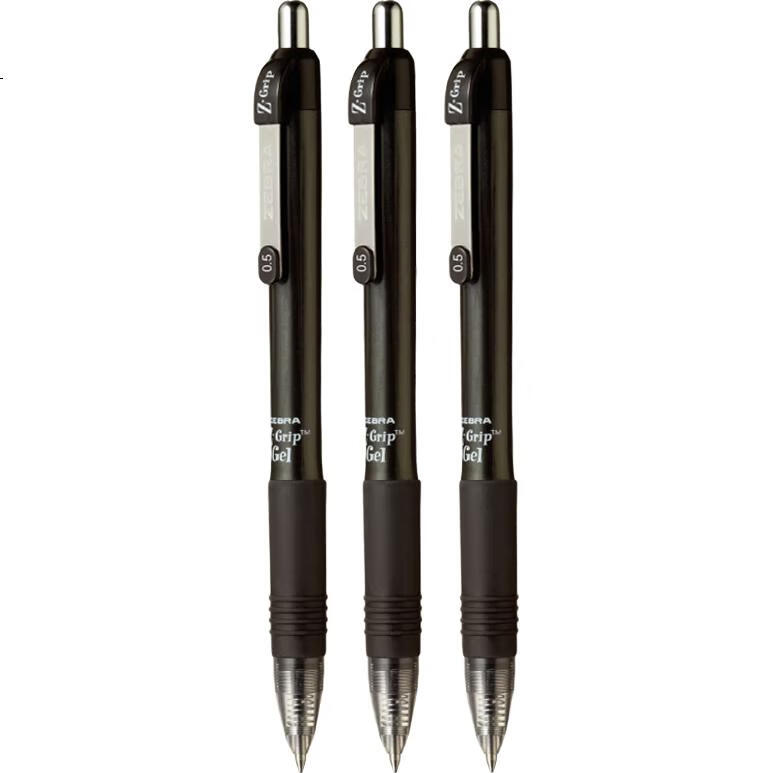 ZEBRA Гелевая ручка C-JJ3, 0.5 мм, черная, 3 шт.