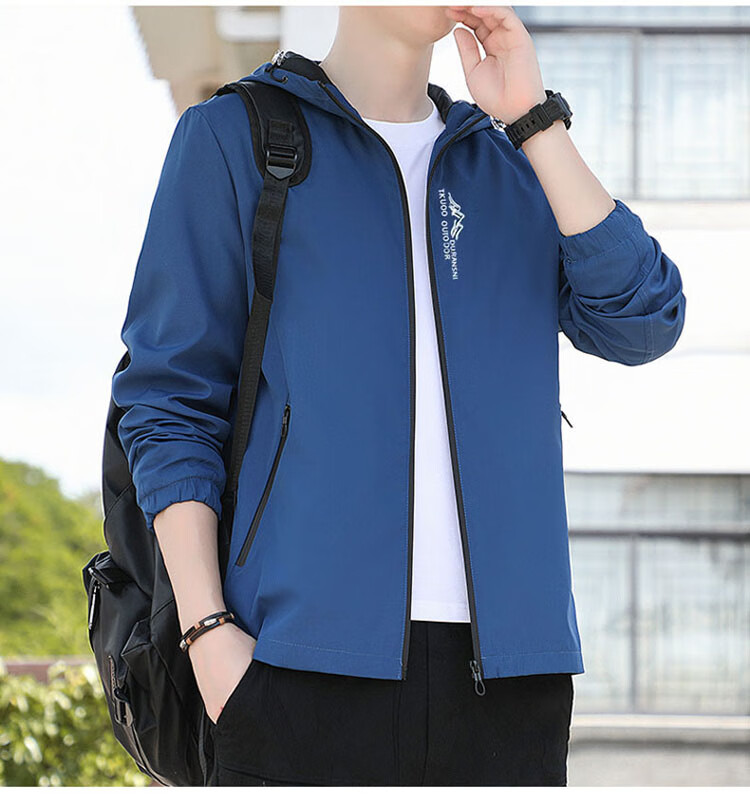 TUCANO Men's Jacket, Spring And Autumn Casual Workwear Hooded Loose Outerwear, Black, Size M 6