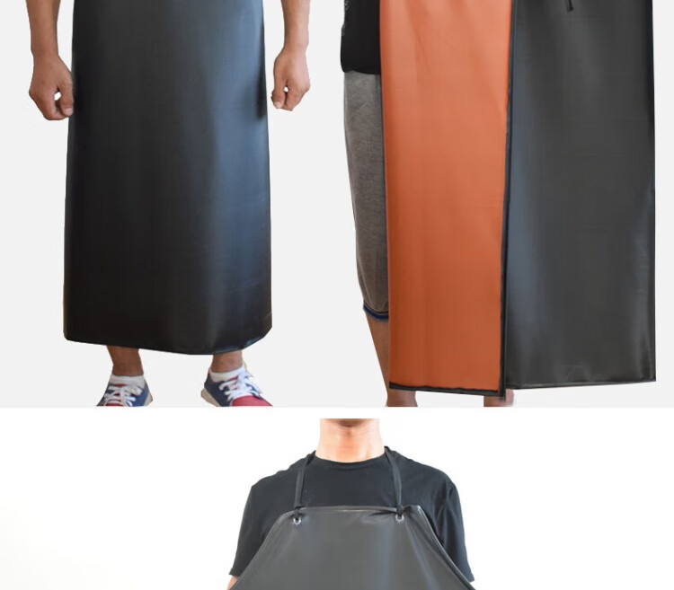 Gongtai Waterproof and Oil-proof Aquatic Apron Acid and Alkali Resistant Extra Large Thickened PU Apron Waistcoat Black 120*125cm One Size 9