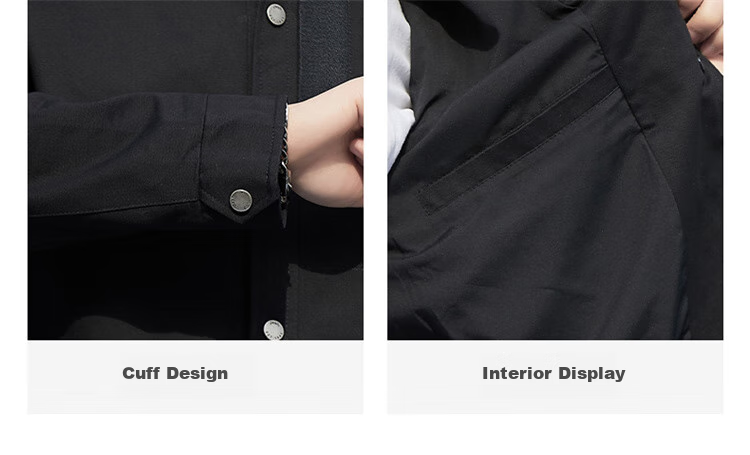 JEEP Men's Jacket Spring Autumn New Casual Workwear Men's Turn-down Collar Loose Fit Black M 3