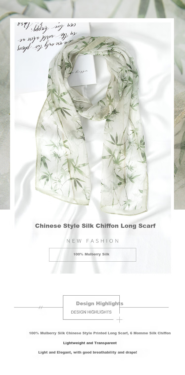 Sijie [High Cost-Performance] 100% Mulberry Silk Scarf, Versatile Office Mid-Autumn Festival Neck Warmer Silk Scarf Gift 2