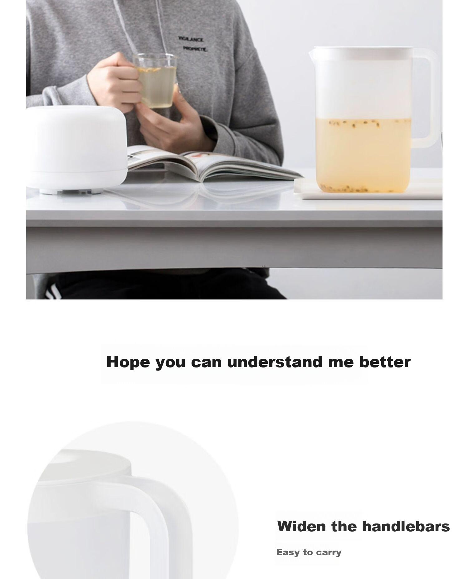 CHAHUA Cold Water Pitcher for Home Use, Juice Pitcher, Large Capacity Cup, Heat-Resistant Cold Water Jug, Teapot Cup Set, 2.2L 8