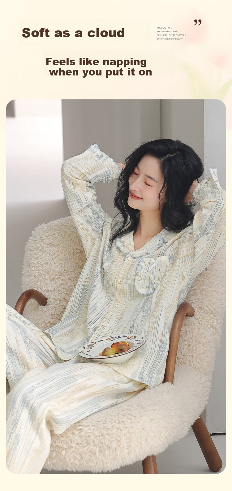 XUEXIMAN Women's Pajamas 2026 New Autumn And Winter Cloud Cotton Long-Sleeve Long Pants Loose Comfortable Wearable Loungewear Set 1