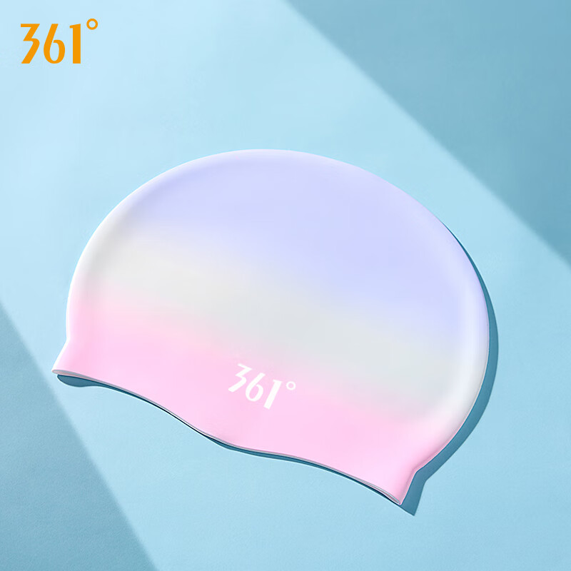 361° Women's One-Size Silicone Swimming Cap with Gradient Design, Waterproof, Highly Elastic, Extra Large, Long Hair Ear Protection Adult Swim Cap