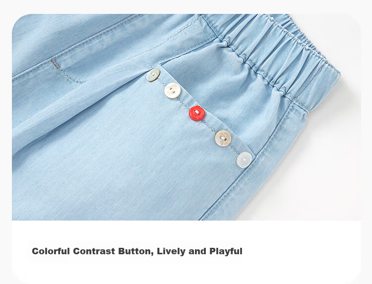 BALABALA Children's Clothing, Kids' Long Pants, Cool Denim Jeans, Girls' Summer Trousers, Elastic Waist, 208225108008 4