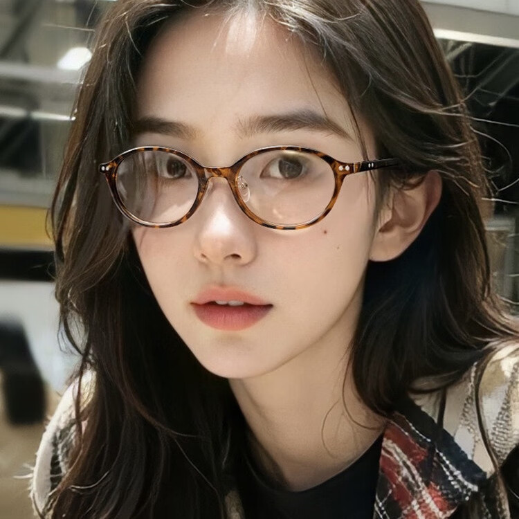 Boshide Anti-Blue Light Glasses, Bookworm Glasses, Ultra-Light Oval Small Frame Retro Plain Lens Glasses, Tortoiseshell Color