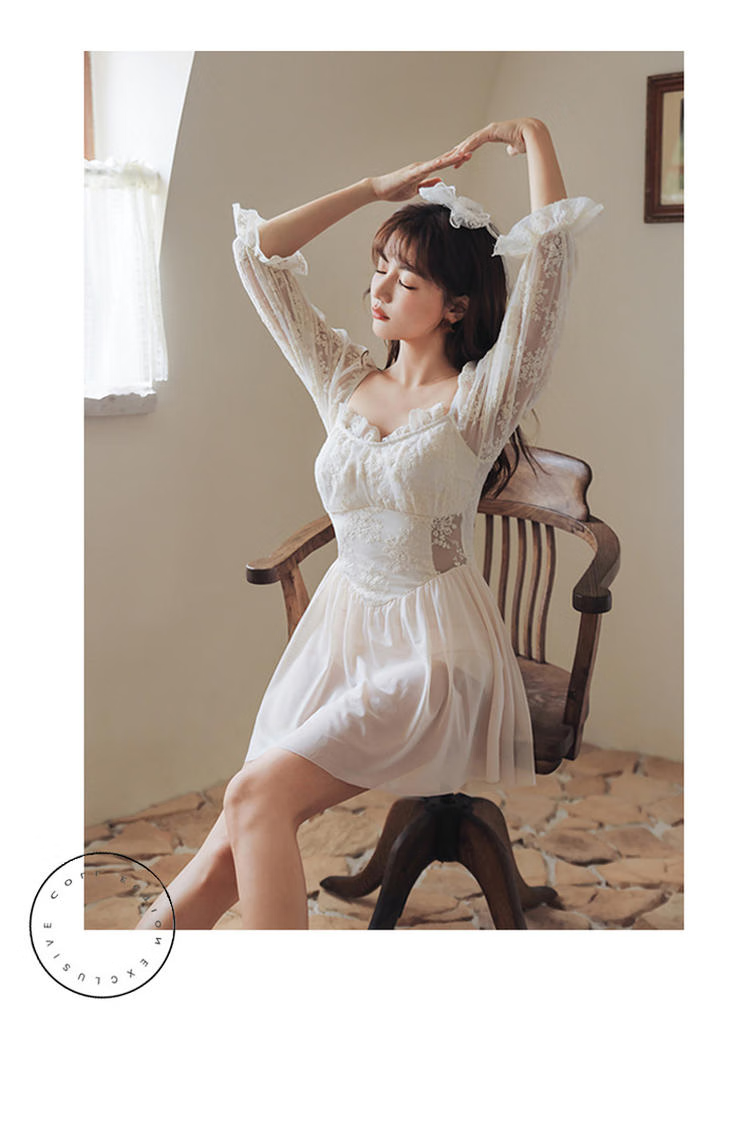 OMOM One-Piece Swimsuit for Women, Tummy Control, Slimming, Conservative Skirt Style, Plus Size, Fairy-Like, Sexy, Korean Style, Body Concealing, Leg-Lengthening Swimwear, White, L (Recommended for 98-118 Jin) 5