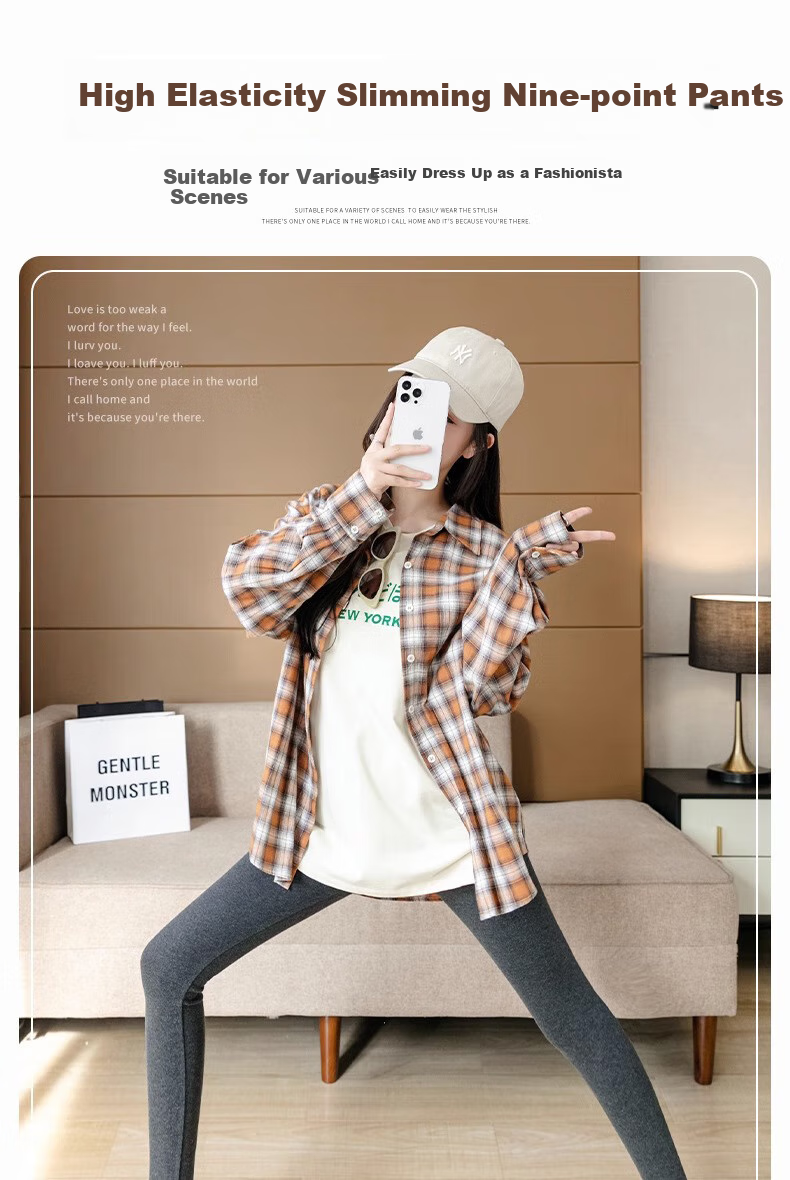 LangSha Women's Leggings for Outer Wear, High-Waisted Autumn Tight-Fitting Pants, Nine-Tenths Ankle-Length Slimming Leggings for Wome 1