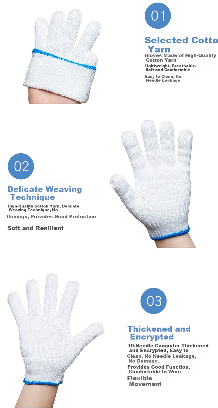 Minggu Labor Protection White Nylon Gloves, Construction Site Work Anti-Slip Thickened Wear-Resistant Gloves, 600 Grams, 12 Pairs [Full Weight], CW386899 4