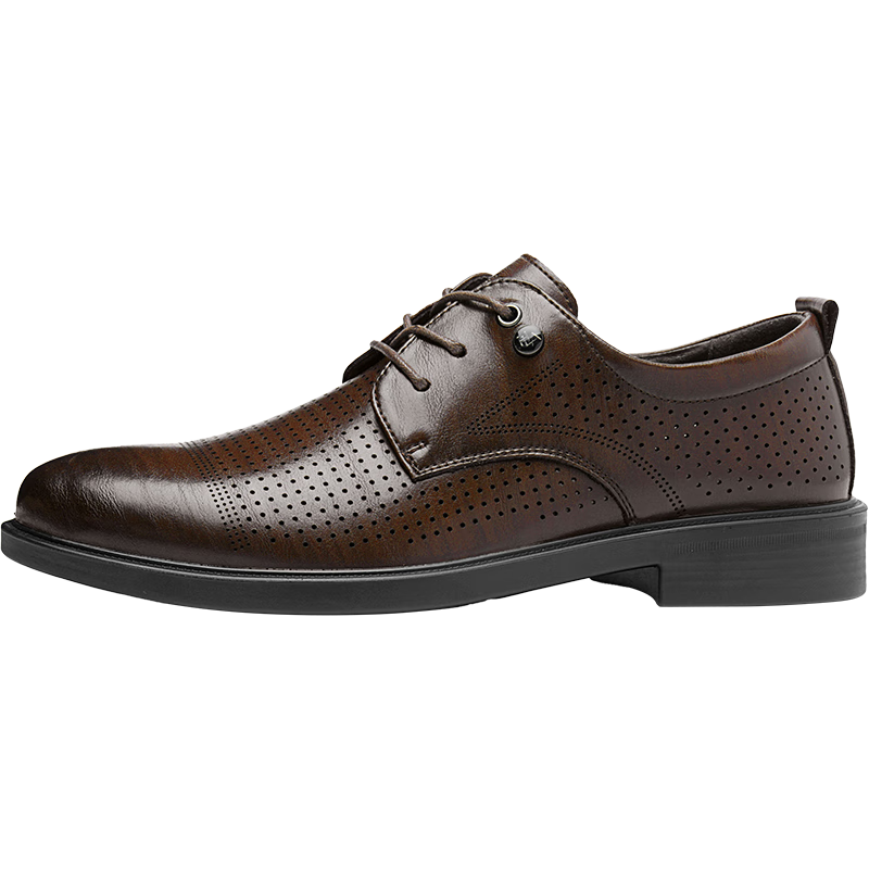 HLA Men's Leather Shoes, Business Lace-Up Formal Derby Shoes, HAAPXM2EBH160, Brown Sandal Style, Size 41