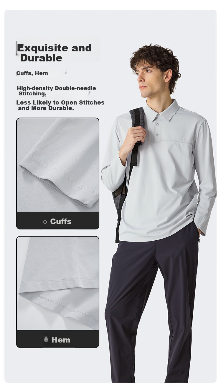 NORTHLAND Men's Lapel Long-Sleeve T-Shirt, Outdoor Sun Protection, Moisture-Wicking, Quick-Drying, Elastic Long-Sleeve T-Shirt, Undershirt, Top 3