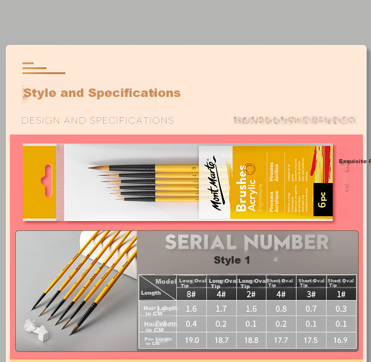 Mont Marte (MontMarte) Gouache Brushes Set of 4, Watercolor Paint Brushes for Children, Art Paint Line Brushes, Fan-Shaped Flat Brushes, Student Watercolor Brush Set BMHS0013 12