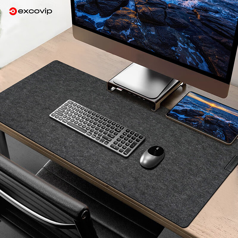 EXCO Felt Mouse Pad Desk Mat Large Size, Gaming Extra Large Keyboard Computer Office Desk Mat 900*400, Thickened Desk Mat Black And Gray, 0295 1