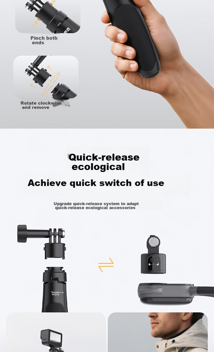 Jingxuan JINGDONG Self-Branded Quick-Release Mini Selfie Stick, Sports Camera Tripod Compatible with DJI Action 6/4, 5pro, GoPro Selfie Stick [Panoramic DJI 360] 5