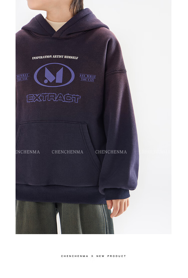 Chenchen Mom Gradient Parent-Child Gradient Color Hooded Fleece Sweatshirt 6762D 16