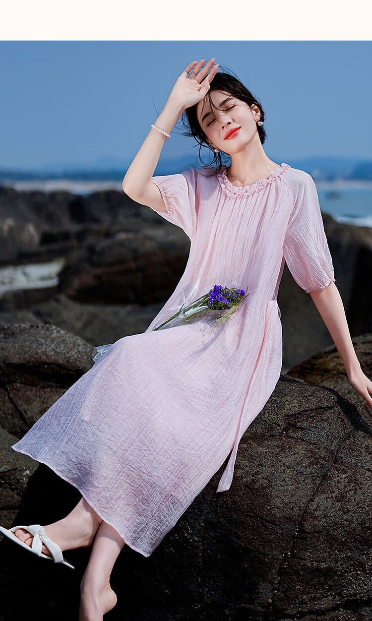 Demana [Light Oxygen Lyocell] Summer Romantic French Style Ruffle Collar Doll Dress with Detachable Belt Women's Dress 8