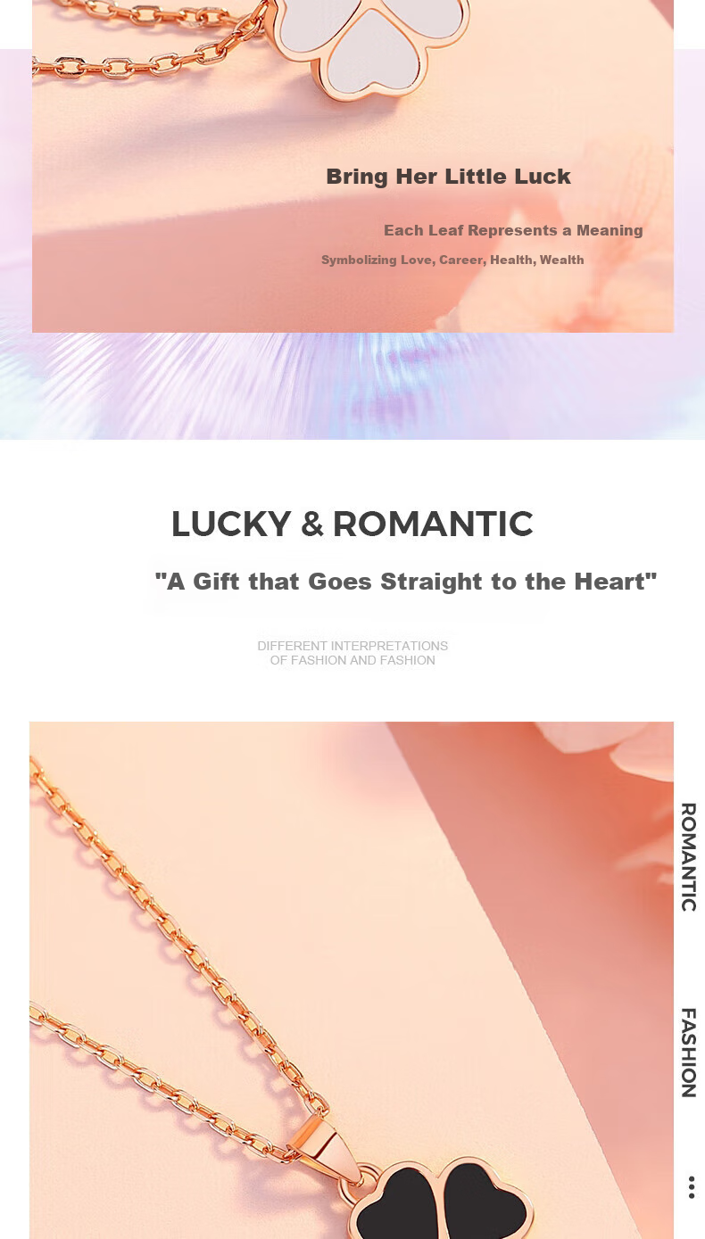 Grace Girl Four-Leaf Clover Necklace for Women, Simple And Elegant Rose Gold Collarbone Chain, Anniversary Birthday Gift for Girlfriend 13