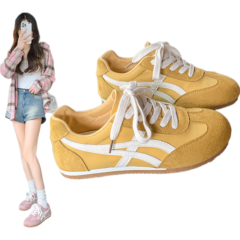 La Chapelle Women's Shoes, New Versatile Casual Low-Top Soft-Soled Sneakers for Women - 2215B, Lemon Yellow, Size 39
