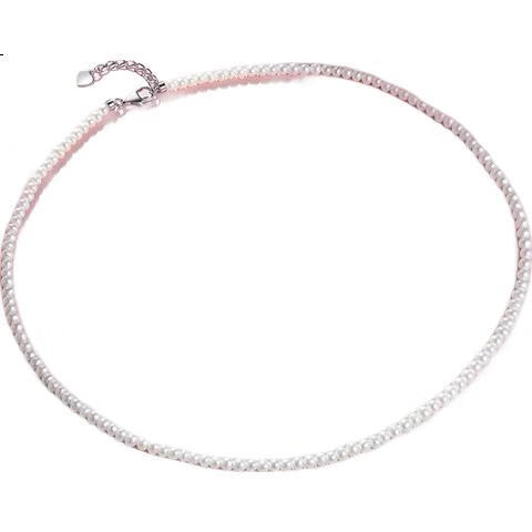 Жемчужное ожерелье PearlQueen S925 Silver, натуральный пресноводный жемчуг, 3-4 мм, мелкий рис, цепочка на ключицу, подарок на День святого Валентина для мамы