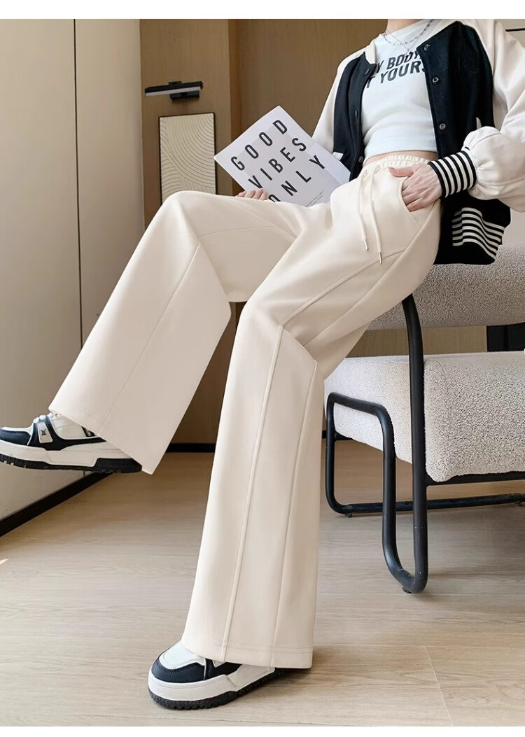 Huili Black Pants for Women, 2026 New Spring And Autumn Style, Loose-Fitting Sweatpants, Slimming Casual Pants, Wide-Leg Straight Trousers for Petite Figures 9