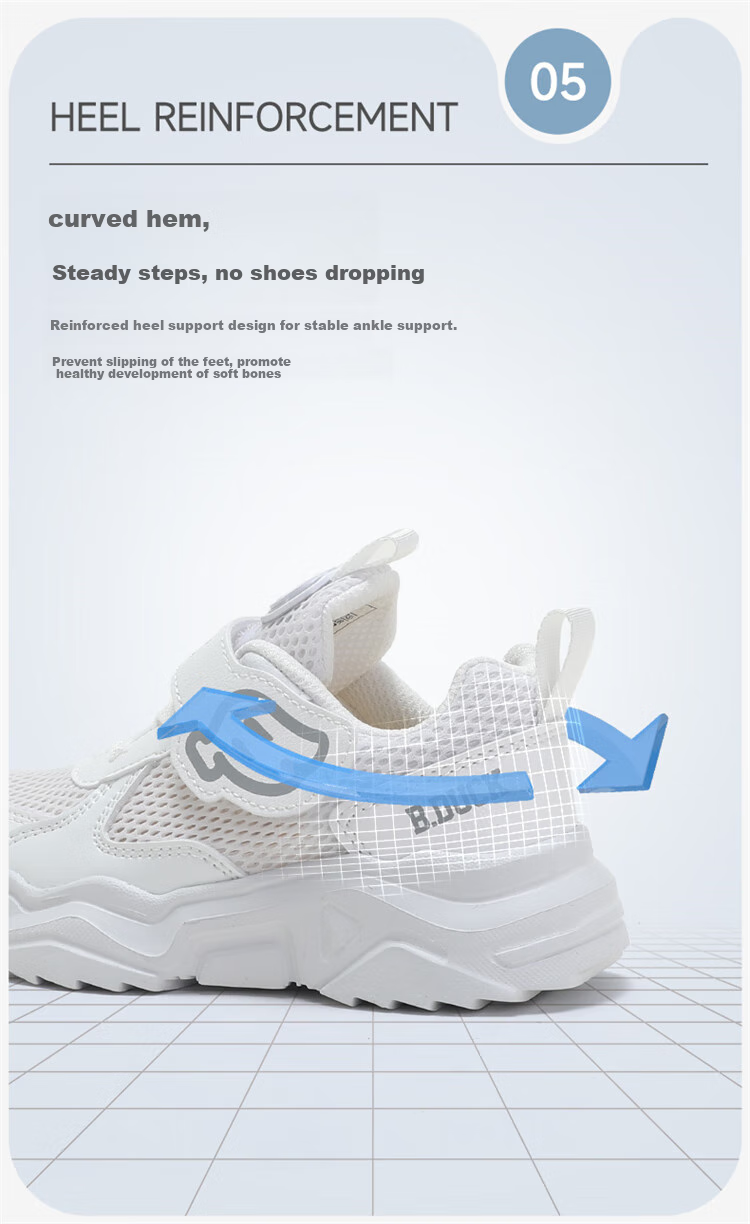 B.Duck Children's Mesh Sneakers Summer Breathable White Shoes for Boys And Girls Students 3073 White Size 28 7