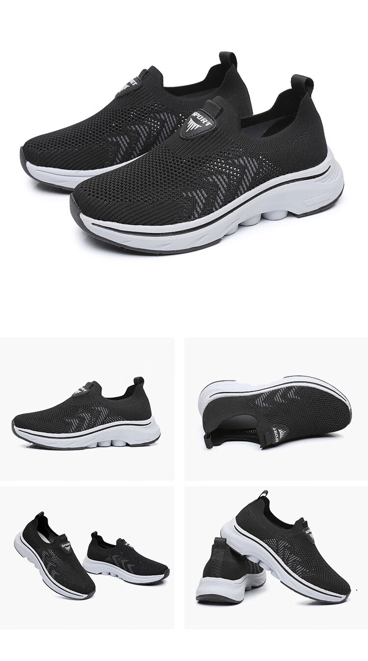 Anglerfish Old Beijing Cloth Shoes Women's Summer Breathable Mesh Slip-On Walking Shoes A6008 Gray Size 38 25