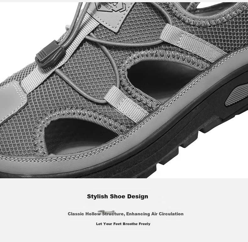 HLA Men's Shoes, Summer Breathable Casual Shoes, Men's Outdoor Shoes, Versatile Sandals, K030 Gray, Size 42 9