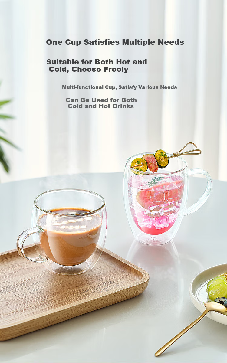 JD Original Glass Cup, Personal Use Tea Cup, Double-Layer Glass Heat-Resistant Coffee Mug, 380ml 6