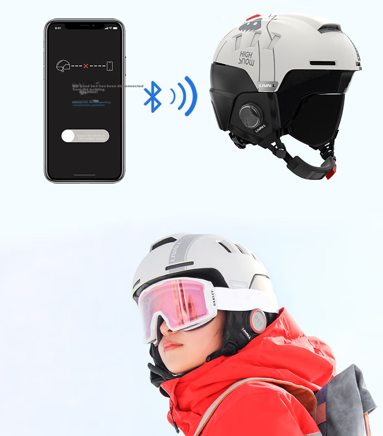 LIVALL Smart Ski Helmet, Single And Double Board Protective Gear, Warm And Cold-Resistant, Skiing Sports Equipment for Men And Women, Asian Version RS1 White 13