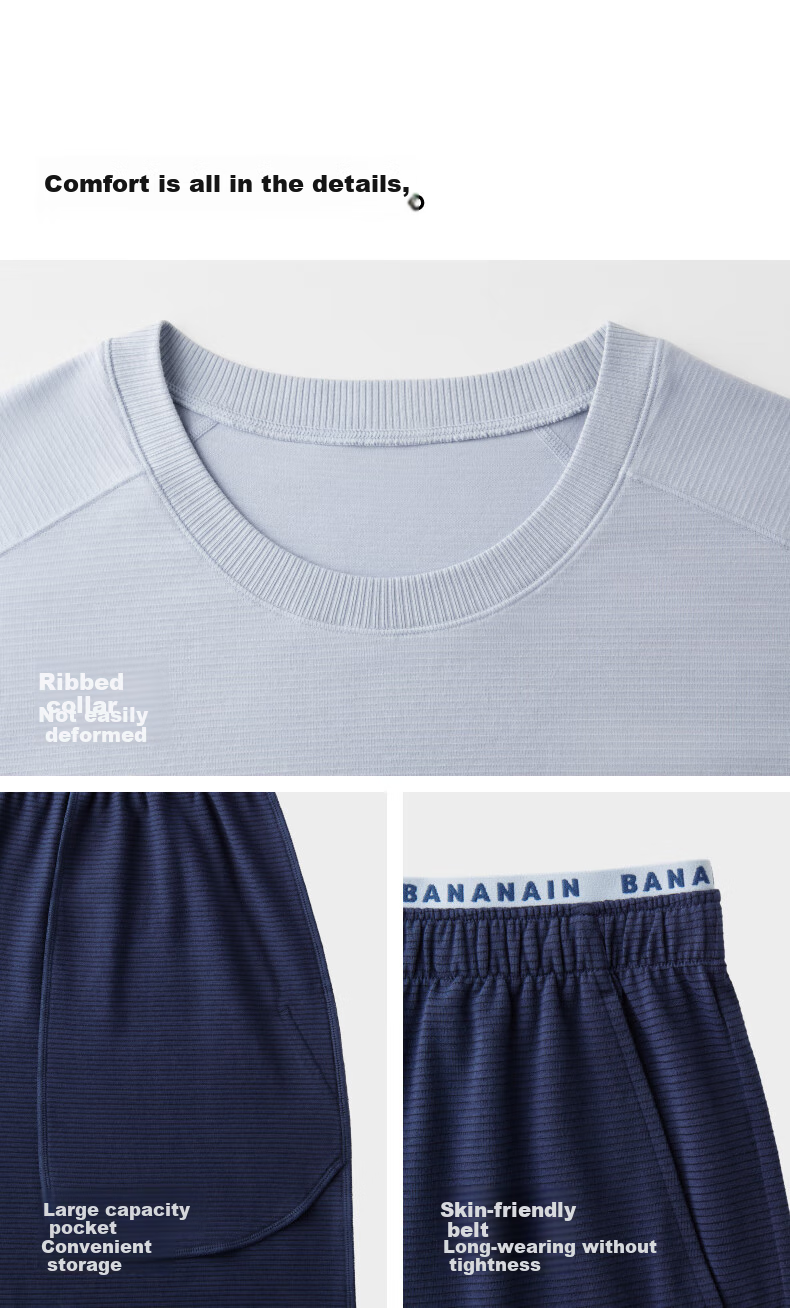 Bananain [Wang Yibo's Choice] Nitrogen 505 Dry Men's Quick-Dry Lightweight Sports Short-Sleeve Loungewear, Summer Cool-Feeling Pajamas 8