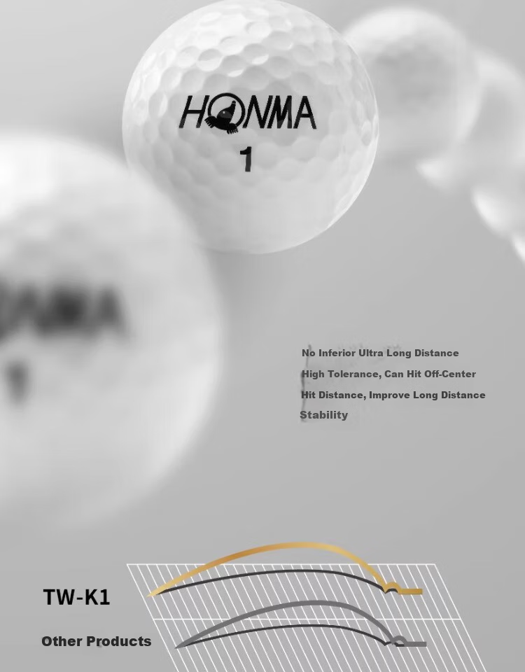 HONMA TW-K1 Golf Three-Layer Balls for Competition Practice, High Control, 11 White Balls And 1 Gold Ball 10