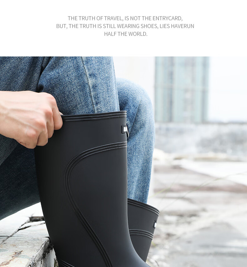 FOOTOPPO High-Top Rain Boots for Men, Non-Slip Waterproof Boots, Durable Overshoes, Outdoor Work Safety Water Shoes, Rubber Shoes for Me 16