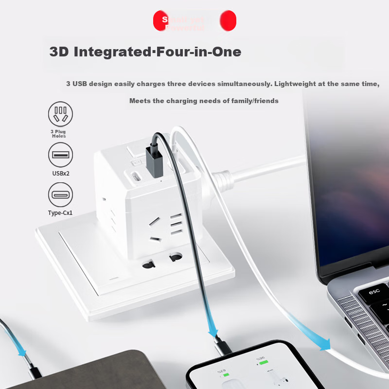 Kyfen 2500W High Power, Overload Protection, Master Switch, Multi-Outlet Adapter, Power Strip, Dormitory Office Use, Home Safety, 3-Prong, National Standard, Wireless