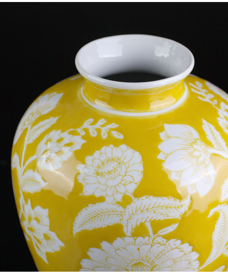 Qiju Yaji New Chinese Style Ceramic Vase Living Room Entrance Decoration New Year Gift Light Blue Floral Bird Radish Vase 15 Inch 30013 5