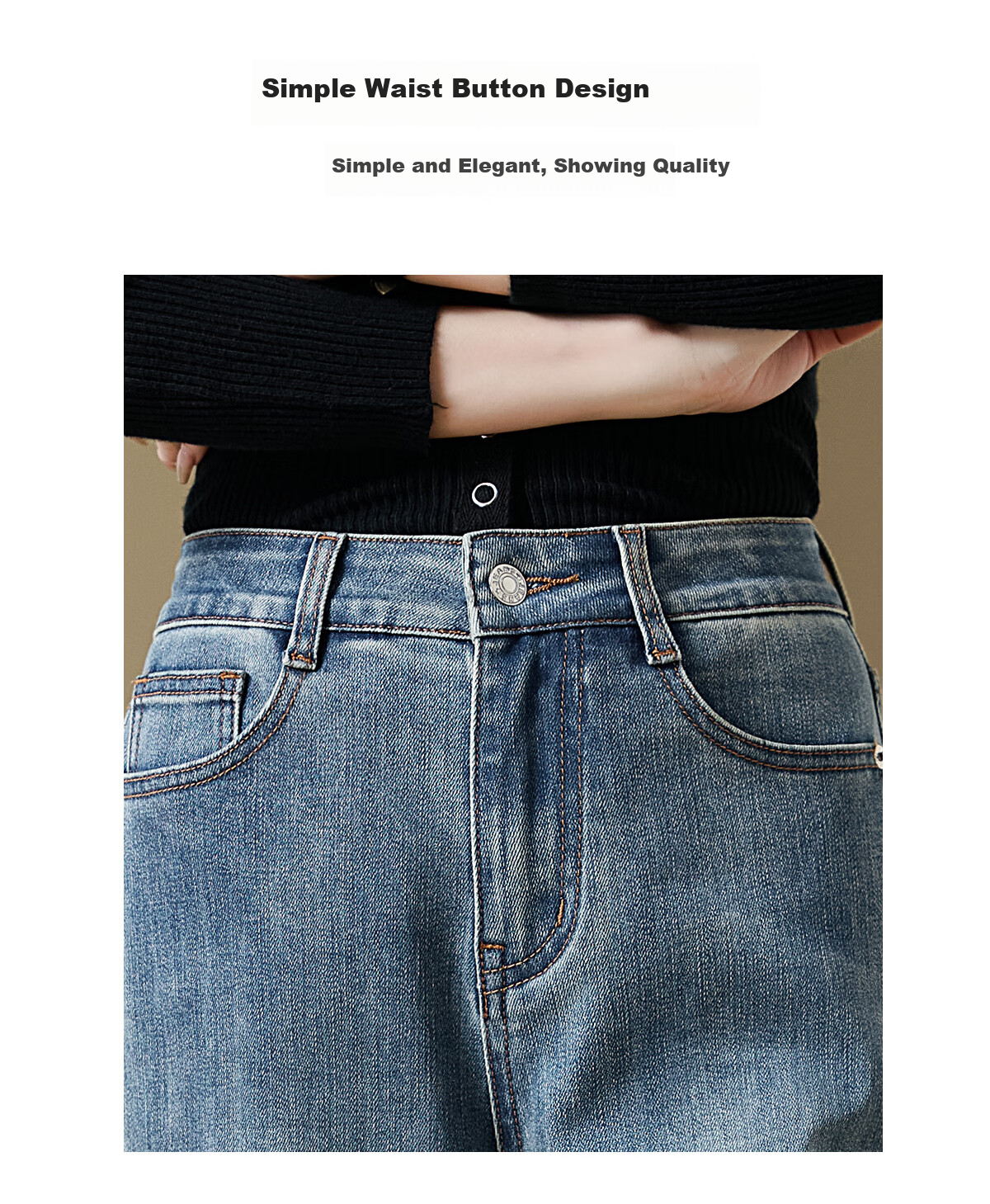 Chushen Women's High-Waisted Vintage Slim-Fit Jeans with Stylish Design And Functional Pockets, Straight-Leg Trousers S143N1001 5